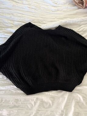 SHEIN Black Off-Shoulder Ribbed Knit Sweater